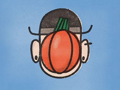 Son of Squash avatar face gille halloween hat illustration october procreate pumpkin stamp vintage