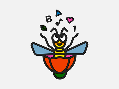 Busy Bees bee busy education flower geometric kindergarten learning love mascot math monoline music nature playful shapes