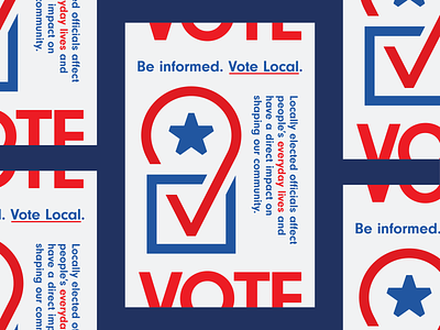 Vote Local. check checkmark local logo map monoline pin pinpoint poster vote voting