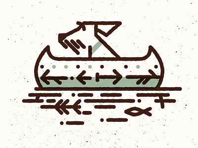 Stache in a Canoe canoe dog fish monoline texture vector