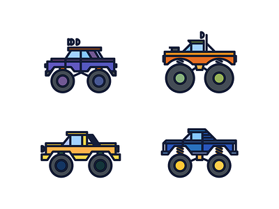 Monster Trucks monoline monster truck vector vehicle wheels