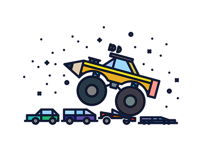 Crush It! cars crush monoline monster pencil truck van vector vehicle wheels