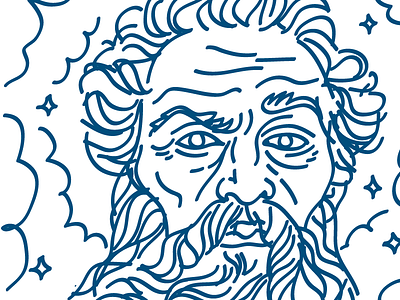 Head In The Clouds beard brush clouds head man vector wip