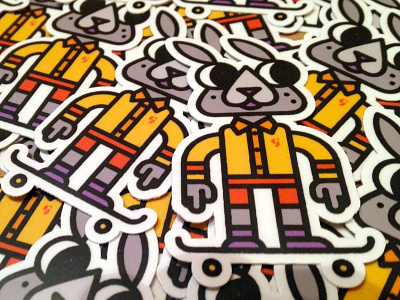 Skate Rabbit brushes character die cut geometry monoline rabbit skateboard sticker sticker mule vector