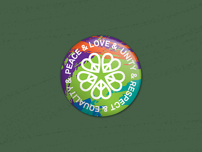 PLURE button equality frog heart love peace politics respect tie dye unity