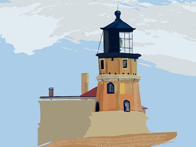 Split Rock Lighthouse: V01 brushes clouds gallery lighthouse painting texture vector