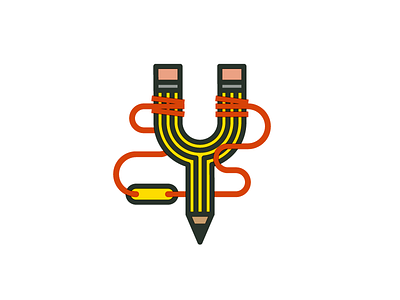 The Marksman creative eraser icon monoline pencil rubberband slingshot