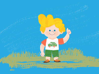 Thumbs up brushes character child children grass painting texture thumbs up vector