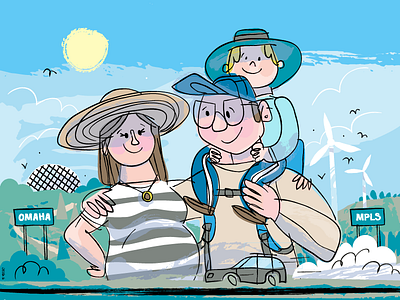 Omaha! brush character child family illustration minneapolis omaha son travel vector