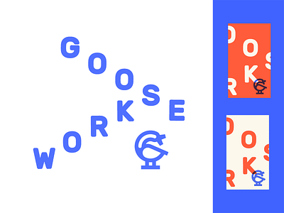 Goose Works bird brand business card conecept flying goose identity v
