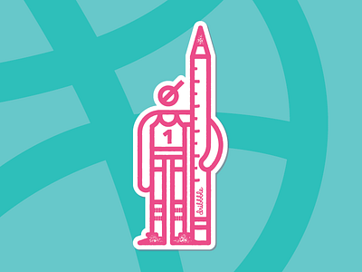 Growth character concept dribbble jersey monoline mule pencil ruler sticker