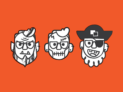 Spooky Avatars avatar brush face ghoul pirate vector werewolf