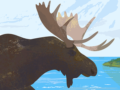 Mural-crop art lake moose mural northshore texture vector