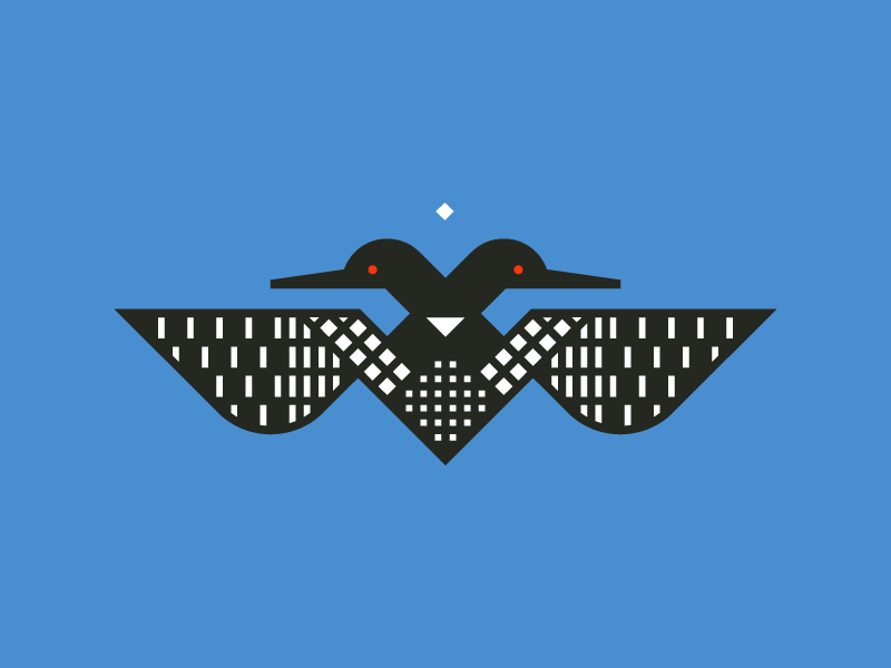 Two–Headed Loon grid minnesota loon illustration vector geometric