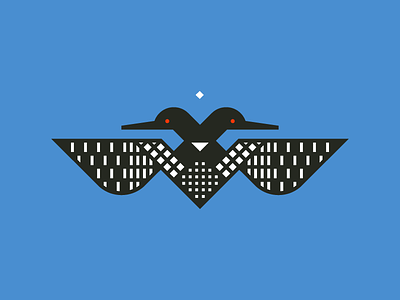 Two–Headed Loon geometric grid illustration loon minnesota vector