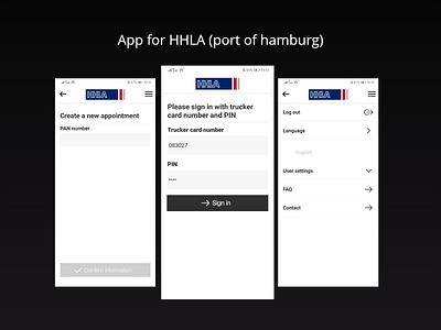 App for HHLA (port of hamburg) app app design app ui branding minimal mobile ui ux web
