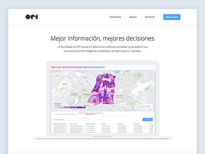 OPI Analytics - Home data visualization intelligence landing page map ui ux website