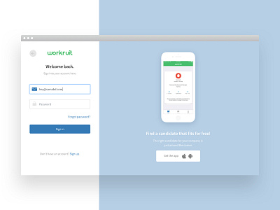 Workruit Platform: Login Page