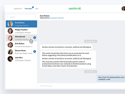 Workruit Platform: Messaging