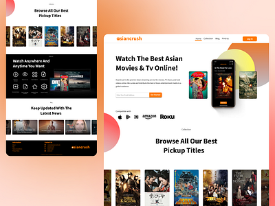 Asiancrush Landing Page asiancrush branding design landing page movie redesign ui ux