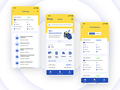 Shipping Mobile App - Wahana Express branding cargo delivery express figma graphic design minimalism redesign shipment shipping ui ux vector wahana