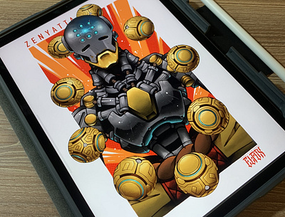 Zenyatta design digitalart fanart illustration ipad pro procreate videogame