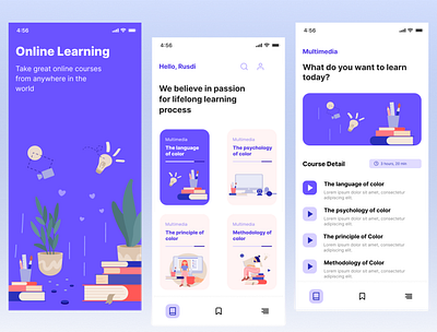 Online learning platform app design illustration ui ux web