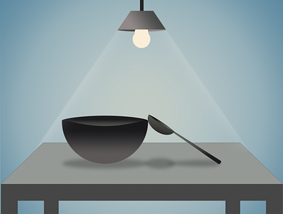 3D Bowl and spoon on table 3d bowel and spoon graphics icon illustration jahanzaib jz