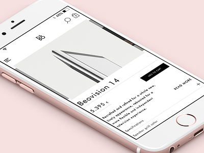 Bang & Olufsen – mobile product detail app bang olufsen clean e commerce hifi minimal product shop store ui ux