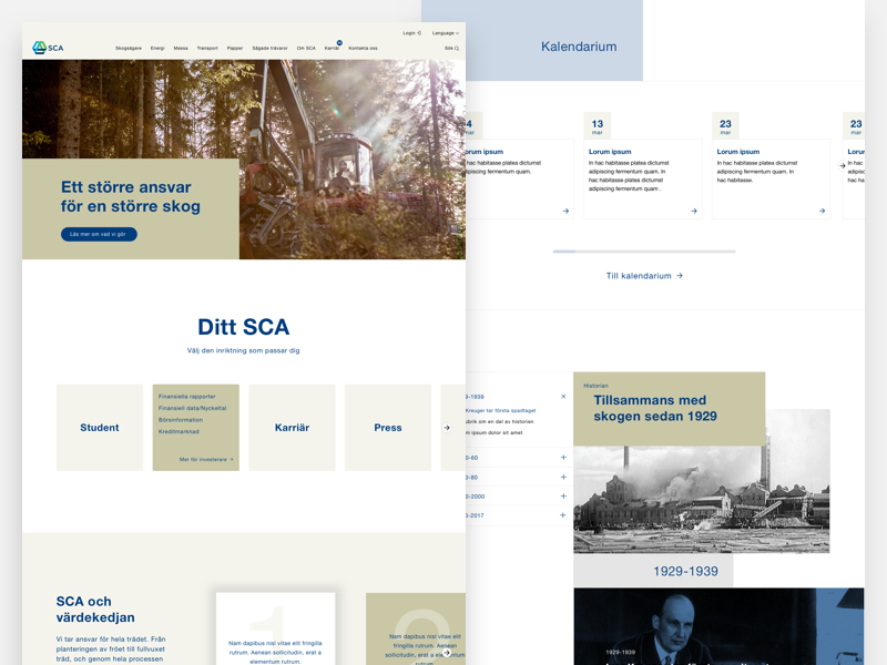 SCA Forest Products minimal visual ux userinterface ui clean industry forestry design system