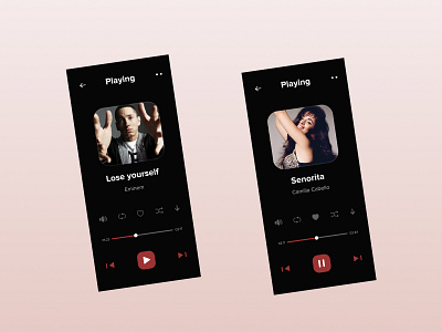 Music Player App artist clean dark ui ios app music music app play playlist song