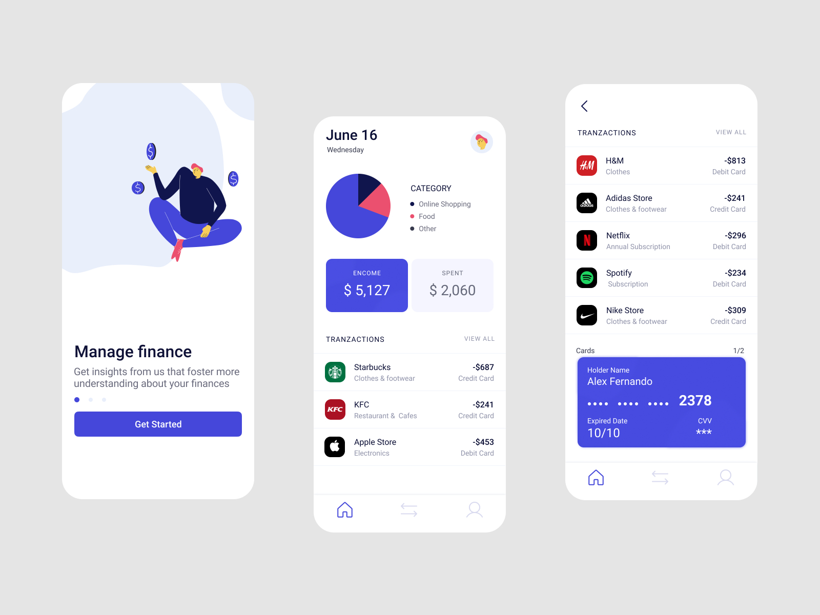 Financial App Design by Amina Archakova on Dribbble