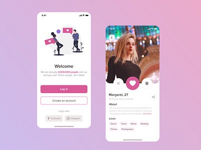 Dating iOS App chating concept design dating app find friend girl ios login messenger messenger app mobile mobile app mobile design social app social networking app ui design