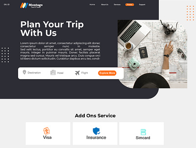 Tour and Travel Website flatdesign homepage tourandtravel travelagent ui ui design uidesign webdesign website