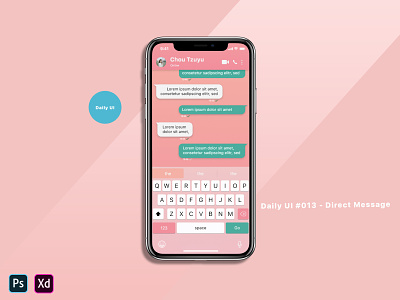 Daily UI 013 - Direct Message app design dailyui dailyui013 dailyuichallenge flatdesign message app