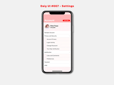 Daily UI 007 - Settings app design dailyui dailyui007 settings ui