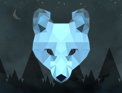 Low Poly Wolf blue dark forest low poly sky vector wolf