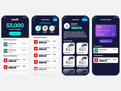 Pistachio app dark donations flat ios red cross