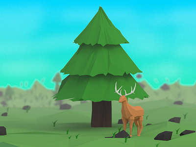 Low Poly Deer Landscape