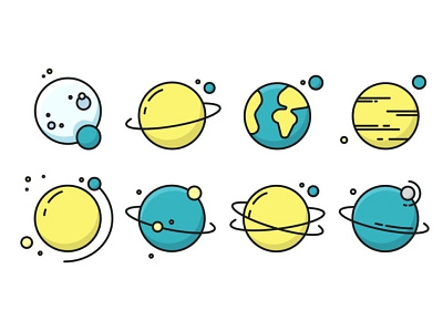 Planets - Line Art graphic design illustration vector