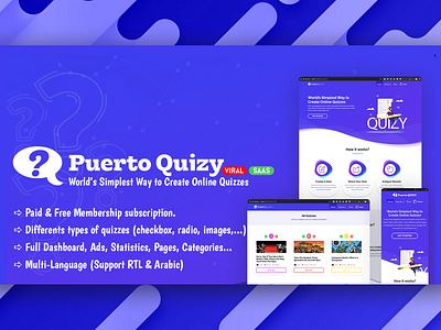 Puerto Quizy - Premium Quiz Builder Script SAAS dashboard design form login php script quiz quizzes ui webdesign website