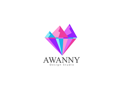 Logo design AWANNY STUDIO 2020 bright business design designs diamond flat icon illustration illustrator logo minimal mountain space studio trend typography vector