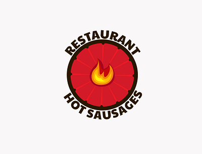 Restaurant HOT SAUSAGES 2020 design flame flat food food and drink food app icon illustration illustrator logo minimal red restaurant sausage space tasty trend typography vector