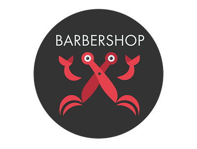 BARBERSHOP design by AwannyStudio 2020 2020 trend animal barbershop crab design flat hair icon illustration illustrator logo minimal scissors sea seafood space typography vector