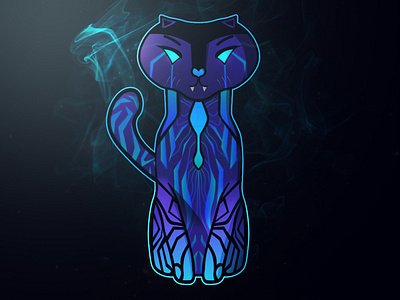 Mascot logo "Phantom Cat" by AwannyStudio 2020 animals cat design epic epicanimal flat ghost icon illustration illustrator logo mascot mascotlogo minimal phantom smoke space typography vector