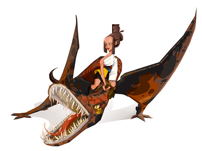 Dinosaur Rider cdchallenge character character design cute cute girl design digital dinosaur drawing girl illustration