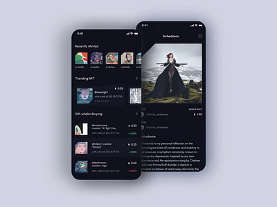 NFT app 2022 design trends app crypto app dribbble best mobile new nft ui