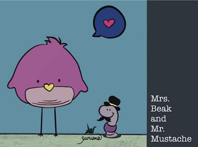 Mrs. Beak and Mr. Mustache childrens illustration comic art digital art digital illustration illustration