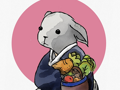 Kyo adonit childrens illustration comic art digital art digital illustration farmer illustration japanese style rabbit tayasui