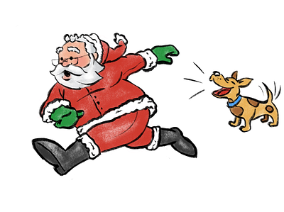 Run, run Santa illustration ipad procreate.